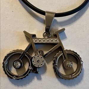 Silver Bicycle Pendant Necklace